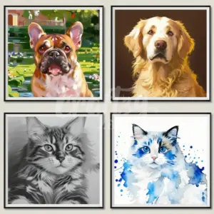 Custom Pet Portrait Digital Photos Gift, Printable Wall Art Prints for Mom Dad, Unique Digital Download Files