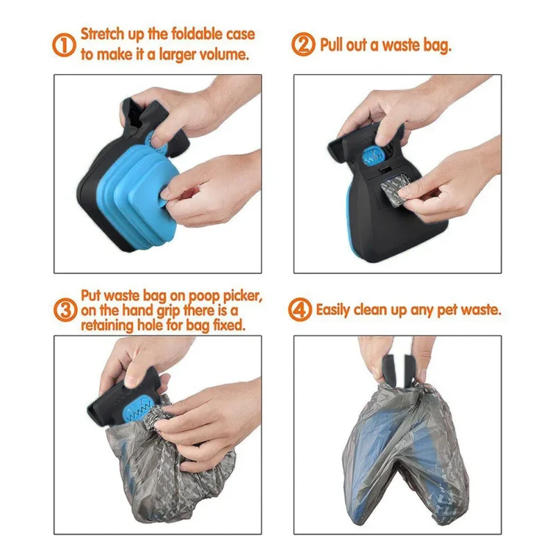 Dog Pet Travel Foldable Pooper Scooper With 1 Roll Decomposable Bags Poop Scoop Clean Pick Up Excreta Cleaner Epacket - Image 4