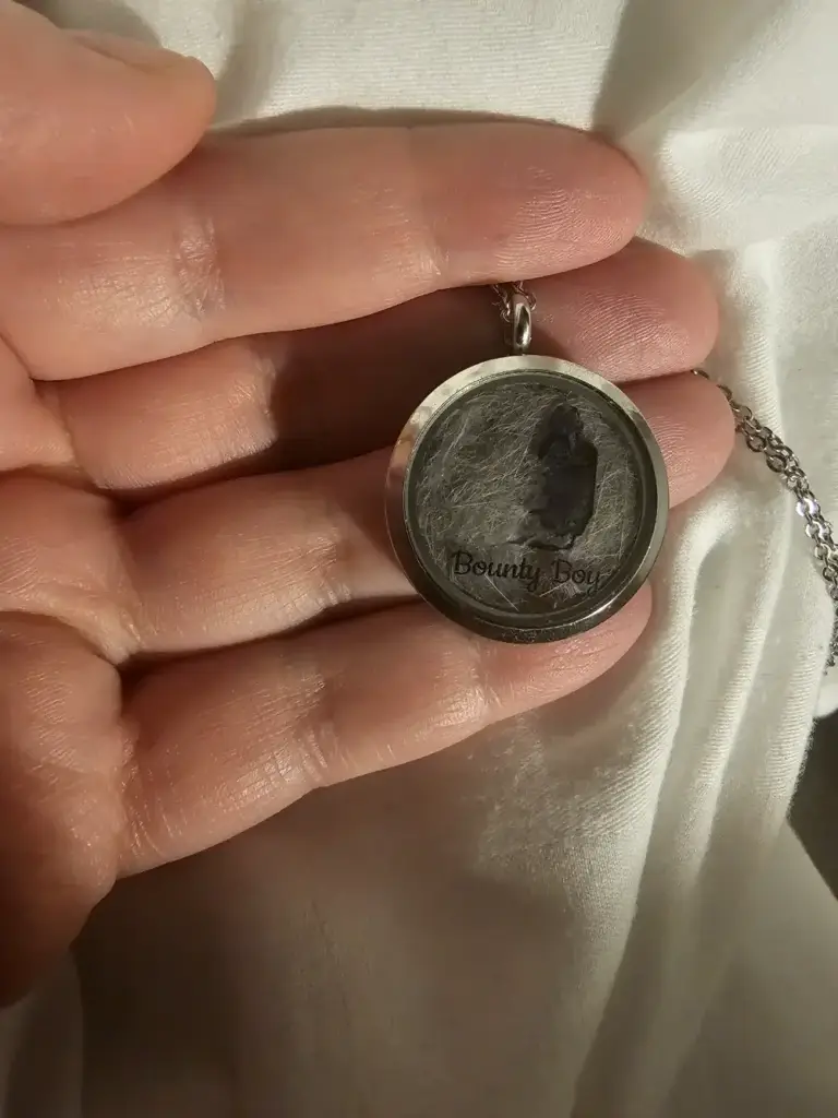 Personalized Pet Fur Keepsake Necklace with Portrait Memorial Jewelry Pet Loss Gift for Her photo review