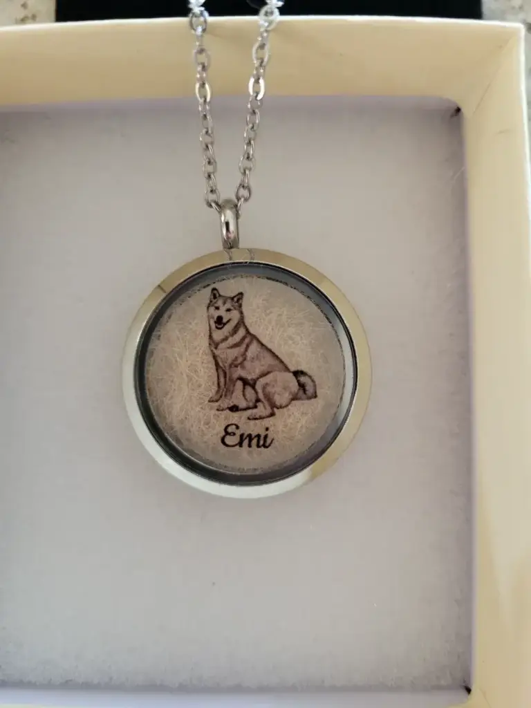 Personalized Pet Fur Keepsake Necklace with Portrait Memorial Jewelry Pet Loss Gift for Her photo review