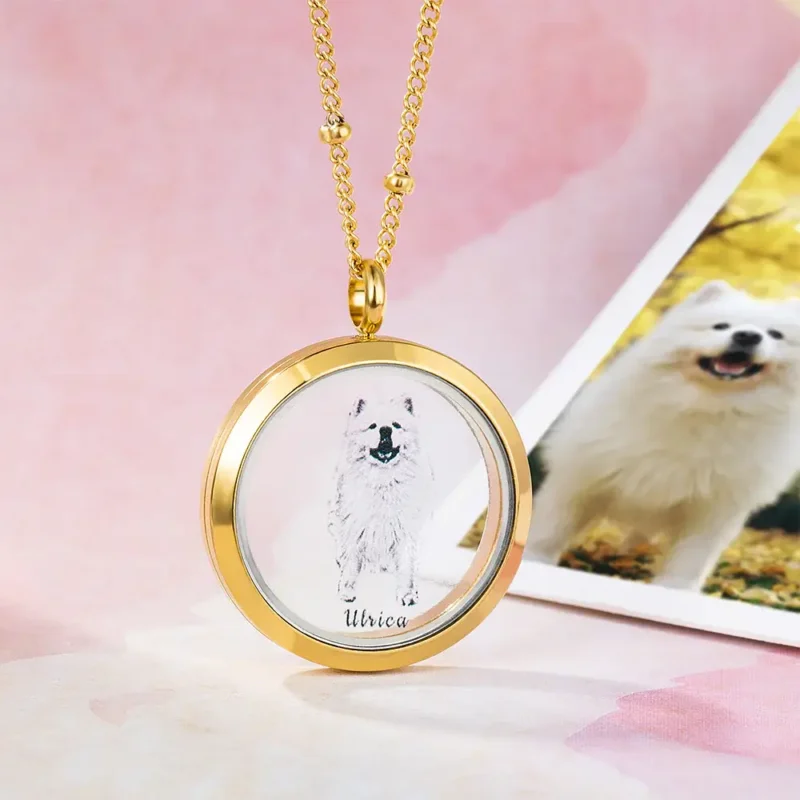 StyleB | Glass&metal-Printed: Personalized Pet Fur Keepsake Necklace with Portrait | Personalized Pet Fur Keepsake Keychain with Portrait - Image 6