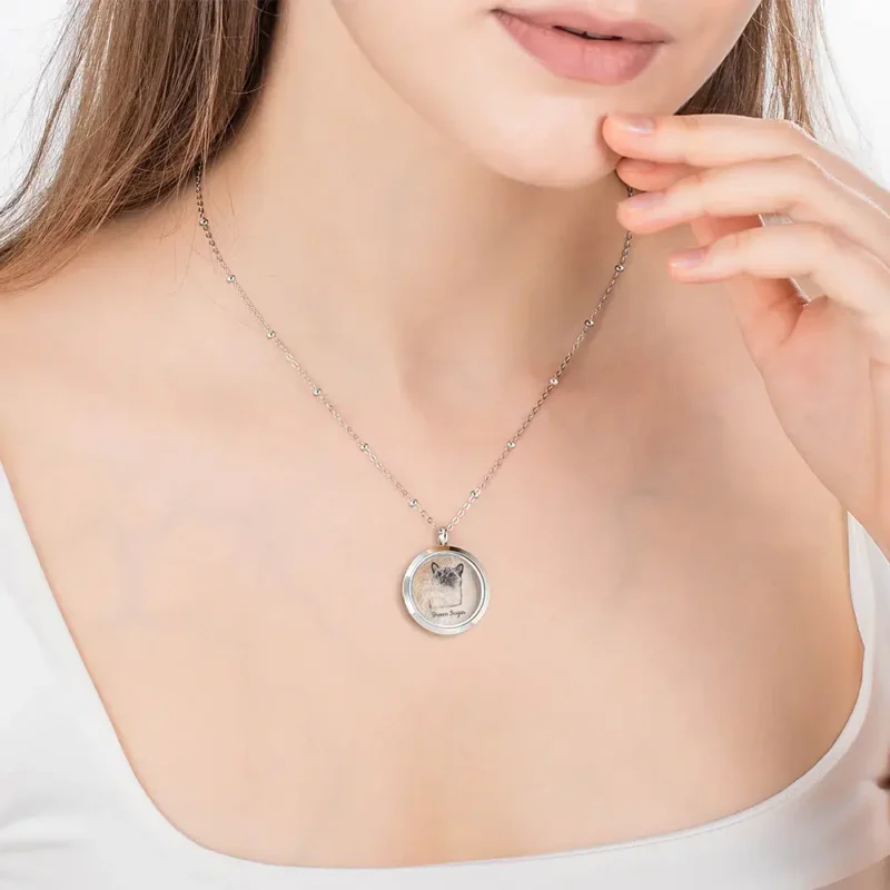 StyleB | Glass&metal-Printed: Personalized Pet Fur Keepsake Necklace with Portrait | Personalized Pet Fur Keepsake Keychain with Portrait - Image 4