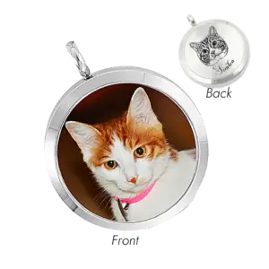 StyleB | Glass&metal-Printed: Personalized Pet Fur Keepsake Necklace with Portrait | Personalized Pet Fur Keepsake Keychain with Portrait