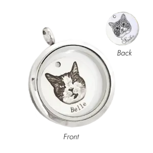 StyleC | Round Plate Printed: Personalized Pet Fur Keepsake Necklace with Portrait | Personalized Pet Fur Keepsake Keychain with Portrait