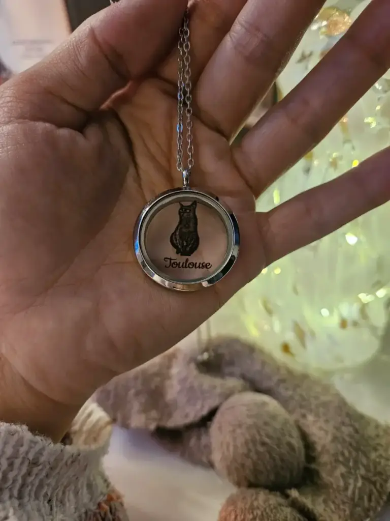 Personalized Pet Fur Keepsake Necklace with Portrait Memorial Jewelry Pet Loss Gift for Her photo review