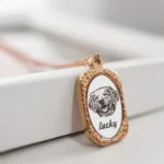 craflzy Carved Pet Portrait Pendant Necklace rose gold