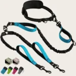 Hands-Free Double Dog Leash describe-blue