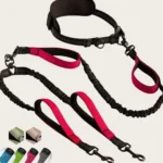 Hands-Free Double Dog Leash describe-red