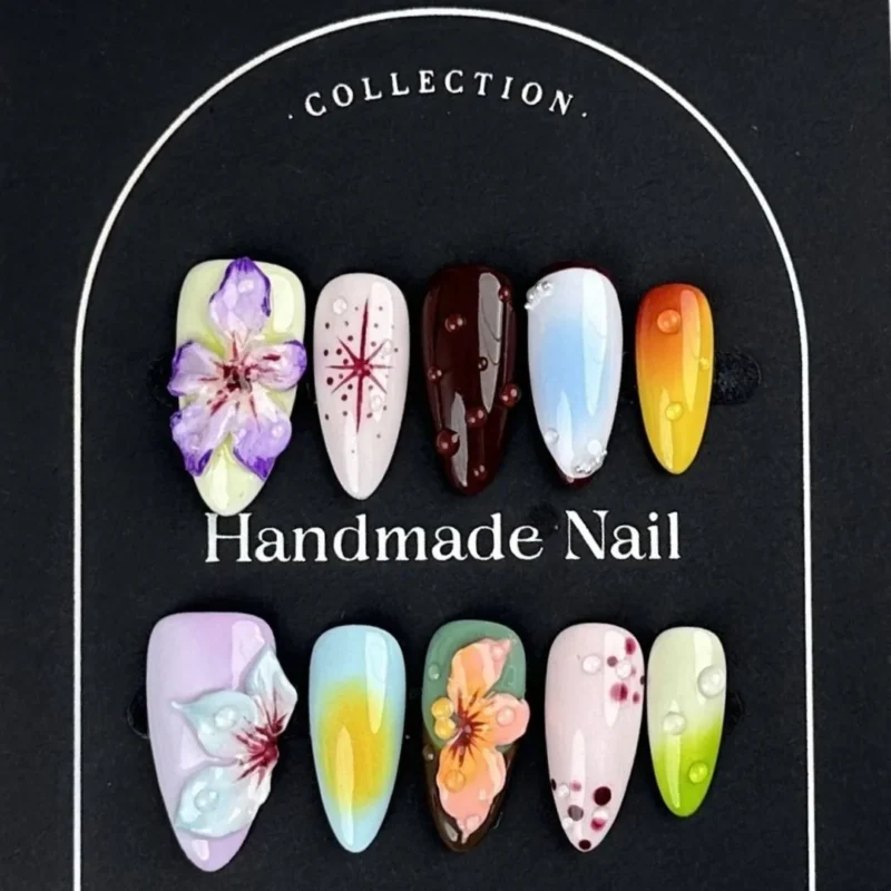 Press-on nails Hand-carved almond nails Press-on-nails-Hand-carved-almond-nails