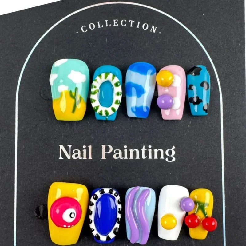 Press-on nails Natural fun short nails Press-on-nails-Natural-fun-short-nails