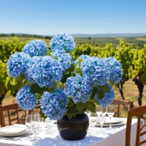 faux hydrangea arrangement​,faux hydrangea​,faux hydrangea flowers​, Faux Snowball Hydrangea in Blue