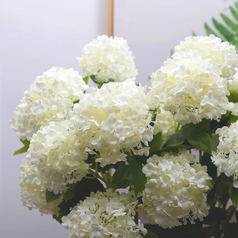 white faux hydrangea arrangement,faux hydrangea,faux hydrangea flowers, Faux Snowball Hydrangea in White