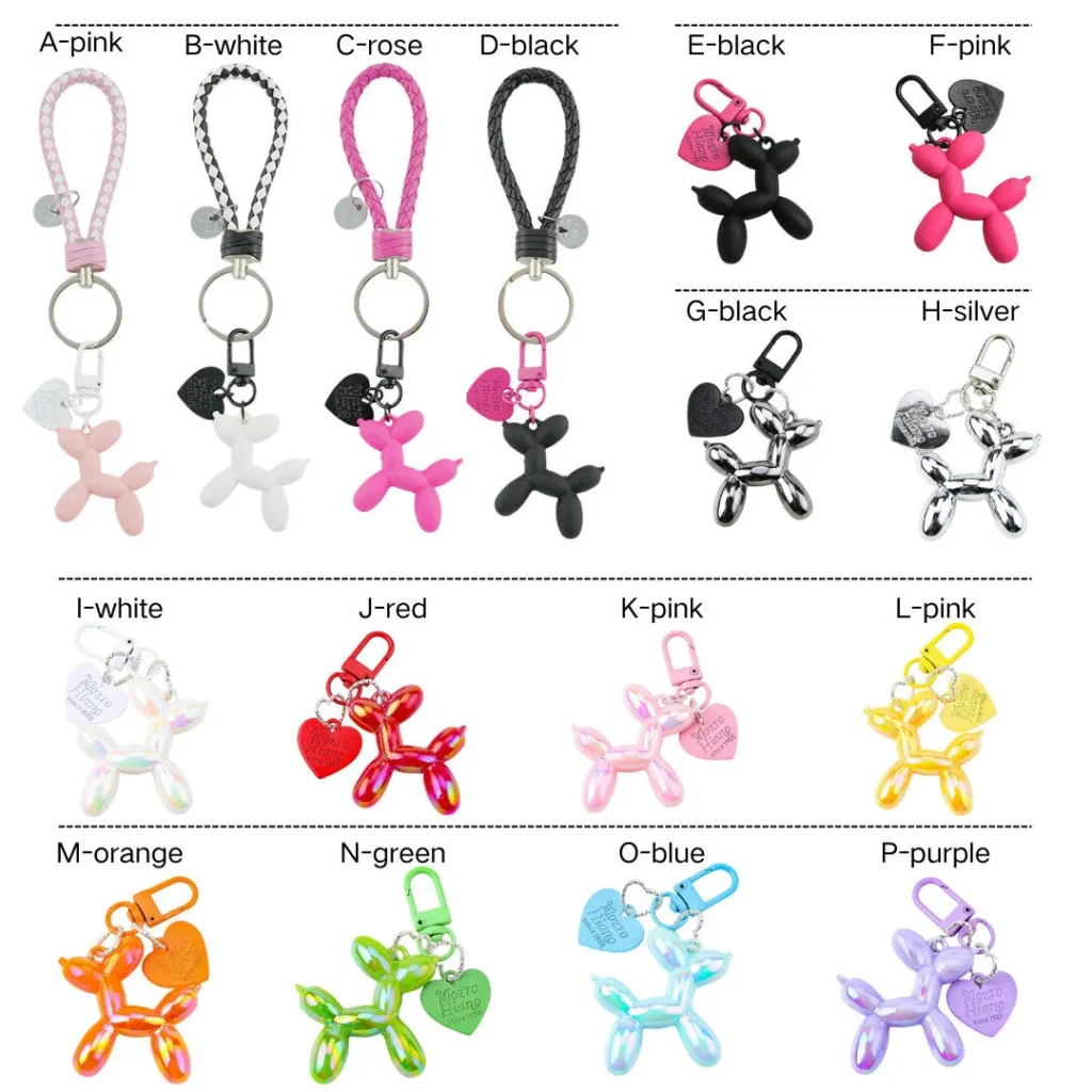 16 COLORS, Balloon Dog Keyring, Balloon Dog keychain 1