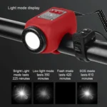 2-in-1 Bicycle Light and Horn 2 2-in-1 Bicycle Light and Horn – 110dB horn, COB LED light, IPX5 waterproof, rechargeable. Tool-free install for all bikes.