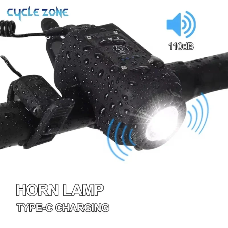 2-in-1 Bicycle Light and Horn – 110dB horn, COB LED light, IPX5 waterproof, rechargeable. Tool-free install for all bikes.