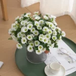 Artificial Daisy Flowers, Autumn Artificial Flowers 7 Artificial Daisy Flowers (5PCS) – lifelike silk daisies in vibrant autumn colors. Zero maintenance, durable, perfect for home, wedding, or Christmas decor.