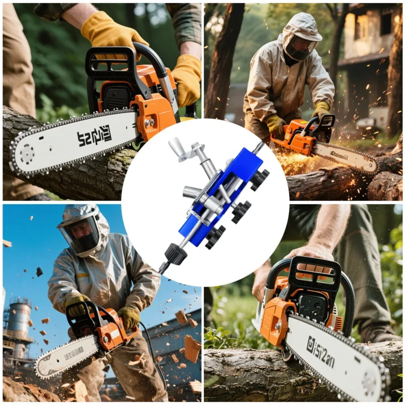 Chain Saw Sharpeners – portable, electric grinding tool for quick 3-5 second sharpening. 30° angle, durable stainless steel + alloy, versatile for all chains. Easy to use outdoors.