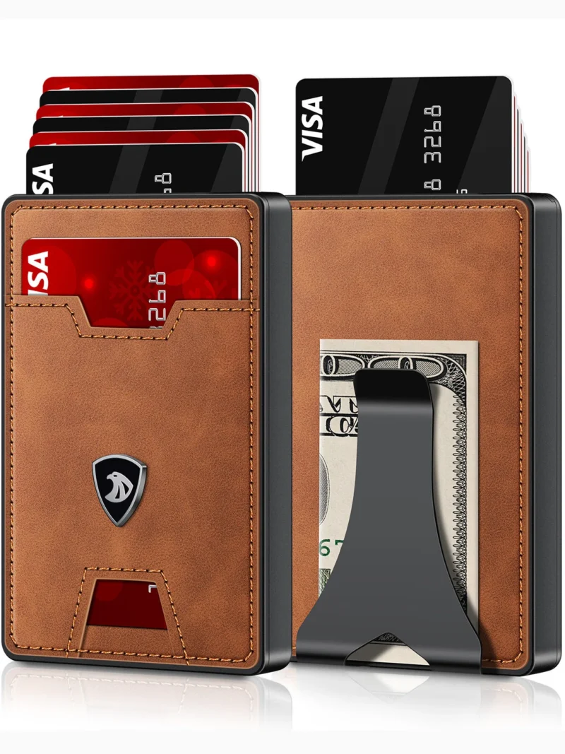 Ultra-slim Business Card Holders Men with RFID blocking. Quick card access, multi-functional storage, sleek design. Perfect for daily use and gifting.