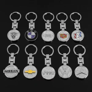 Car Logo Keychain (15 brands: BMW, Audi, Mercedes-Benz, etc.)—crystal rhinestones + steel. Sparkling, durable, perfect for car lovers & gifting. Meta Description: