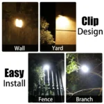Outdoor Solar Clip-On Light with Motion Sensor – solar-powered, tool-free install, weather-resistant. Bright LED, auto-on/off—ideal for gardens/pathways.