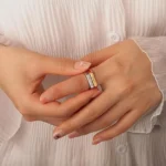 Custom stainless steel rings with personalized engraving. 14k plating options, hypoallergenic, handmade in the US. Perfect gift in a delicate box.