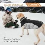 Waterproof dog winter coat with built-in harness, 7 sizes. Reflective, warm fleece, pockets – ideal for small to large dogs in cold, rainy weather.
