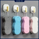 Exfoliating Sponge 4Pcs Set – gentle, textured sponges for smooth skin. Ergonomic design, reusable, perfect for bath/shower exfoliation.