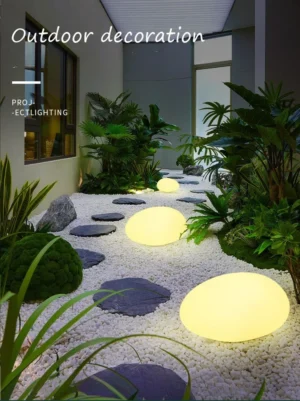 Garden Decor Solar Lights​,Pebble Lights​,Solar Garden Lights Outdoor Pebble Shape