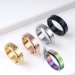 Hammered Silver Ring​​,Hammered Gold Ring​, Titanium Raised Hammered Finish Ring,Rainbow color, black, gold, rose gold, silver
