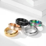 Hammered Silver Ring​​,Hammered Gold Ring​, Titanium Raised Hammered Finish Ring,Rainbow color, black, gold, rose gold, silver