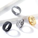 CRAFLZY Hammered Silver Ring​​,Hammered Gold Ring​,Rainbow color, black, gold, rose gold, silver 4