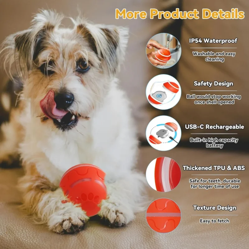 Interactive Dog Toys​ Dog Ball, Durable Motion Activated Automatic Rolling Ball Toys for/Small/Medium/Large Dogs