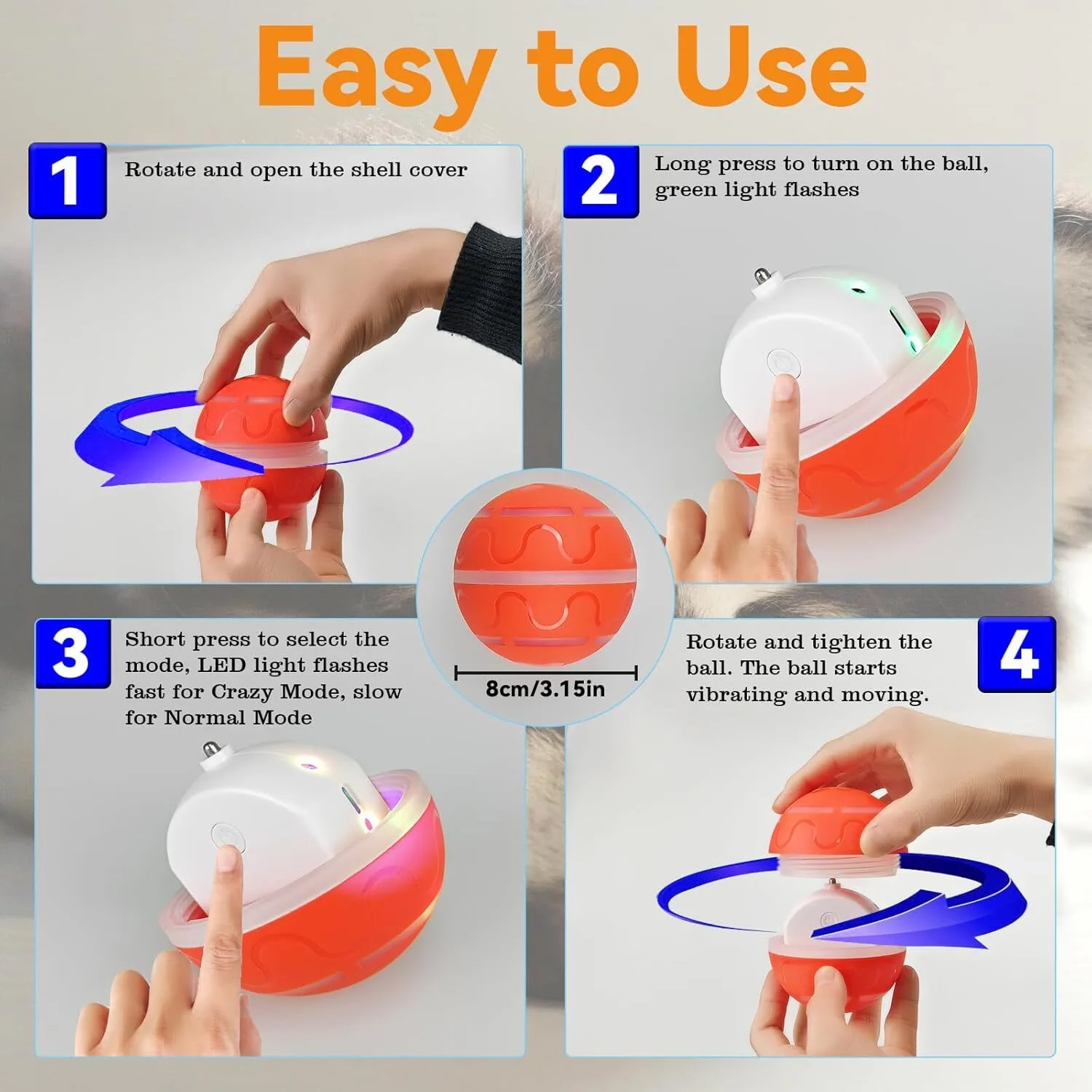 Interactive Dog Toys​ Dog Ball, Durable Motion Activated Automatic Rolling Ball Toys for/Small/Medium/Large Dogs