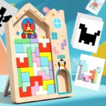 Montessori Wooden Toys​,Montessori Wooden Tetris - Educational Fun Toy