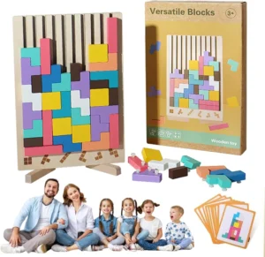Montessori Wooden Toys​,Montessori Wooden Tetris - Educational Fun Toy