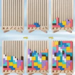 Montessori Wooden Toys​,Montessori Wooden Tetris - Educational Fun Toy