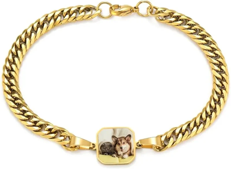 Personalized Heat-Activated Photo Bracelet—Adjustable 20cm, Titanium Steel. Reveal Photos with Heat. Perfect Memorial/Gift for Couples, Family, Friends!