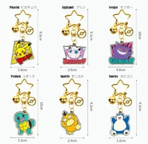 Official Pokémon license: Authentic designs of Pikachu, Jigglypuff, Gengar & more (6 styles total). 3pcs per packet: Mix or pick favorite Pokémon; made of durable zinc alloy. Multi-use: Hang on keys/bags; has a bell—shake for mood lifts. Cute & sturdy: metal clasp (anti-drop), adds fun to daily life.