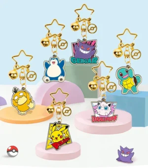 Official Pokémon license: Authentic designs of Pikachu, Jigglypuff, Gengar & more (6 styles total). 3pcs per packet: Mix or pick favorite Pokémon; made of durable zinc alloy. Multi-use: Hang on keys/bags; has a bell—shake for mood lifts. Cute & sturdy: metal clasp (anti-drop), adds fun to daily life.