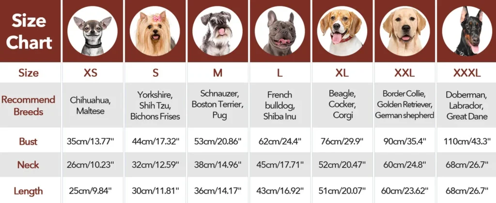 Waterproof dog winter coat with built-in harness, 7 sizes. Reflective, warm fleece, pockets – ideal for small to large dogs in cold, rainy weather.