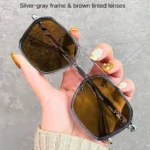 Teashade prescription sunglasses,Silver-gray frame & brown tinted lenses.