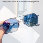 Transparent frame & blue color-changing lenses