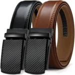 Leather Ratchet Belt for men – adjustable 110-130cm, hole-free buckle, premium leather. Easy to customize, stylish for all occasions, in a luxury gift box.