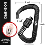 craflzy Carabiner Keyring​, 2kN Heavy-duty Locking Carabiner keyring (2697 lbs capacity) 2