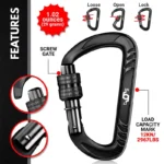 craflzy Carabiner Keyring​, 2kN Heavy-duty Locking Carabiner keyring (2697 lbs capacity) 2