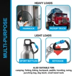 craflzy Carabiner Keyring​, 2kN Heavy-duty Locking Carabiner keyring (2697 lbs capacity) 2