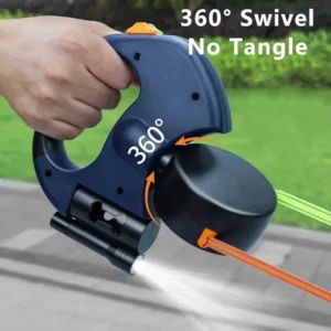 Dual Retractable Reflective Dog Leash With LED Light