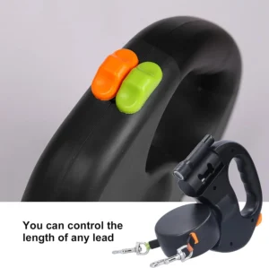 Dual Retractable Reflective Dog Leash With LED Light