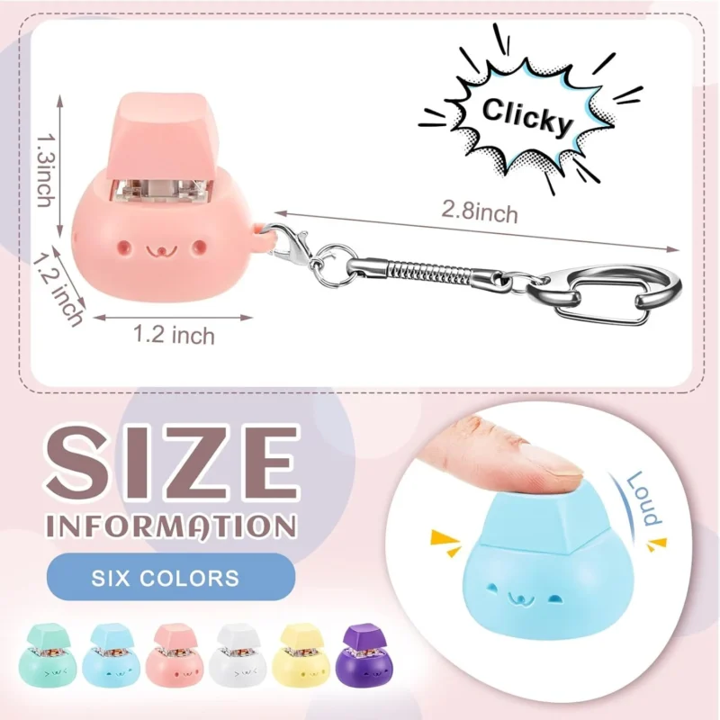 Keyboard Keychain (6PCS) — mini mechanical clicker toys for stress relief. Durable, portable, colorful—ideal for adults, great as gifts.