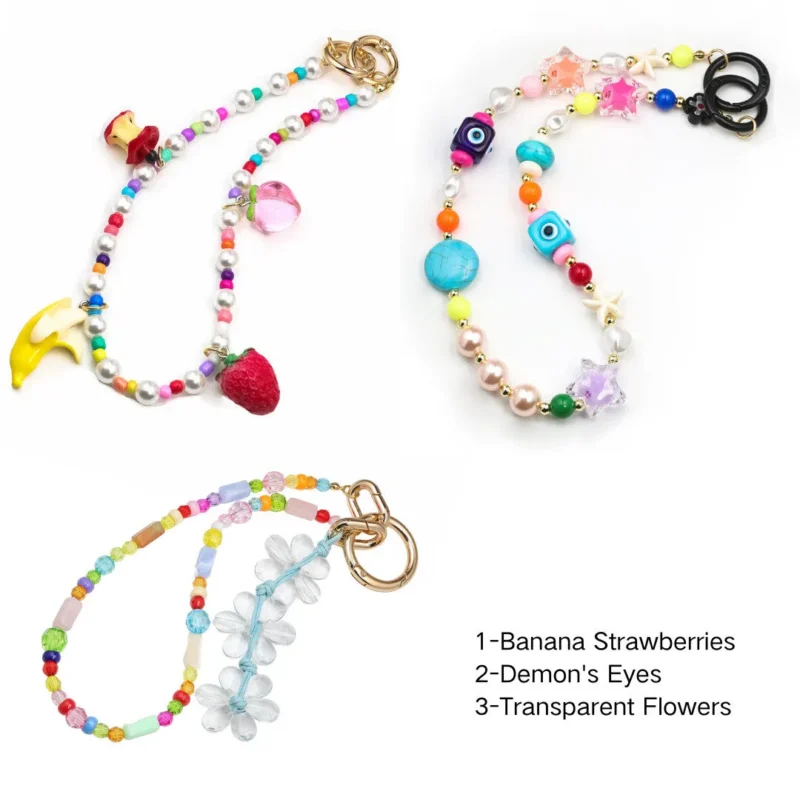 17 cute styles: Choose from fruits, hearts, daisies, letters, and more (e.g., Banana Strawberries, Demon's Eyes). 3 pcs per kit: Lightweight (1.62oz/pc), 8.5 inches long—easy to attach to bags/backpacks. Stylish accessory: Blends Boho-chic with trends, perfect for casual/office/summer looks. Great gift: Chic packaging, ideal for birthdays/anniversaries—loved by fashion fans.